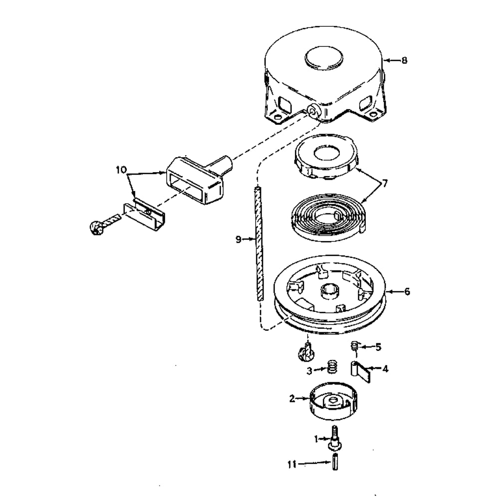 Rewind Starter Diagram and Parts List for TYPE642-19  Tecumseh Engine