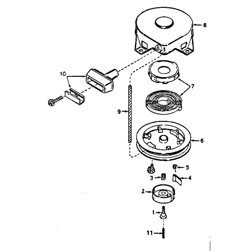 Rewind Starter Diagram and Parts List for TYPE670-85  Tecumseh Engine