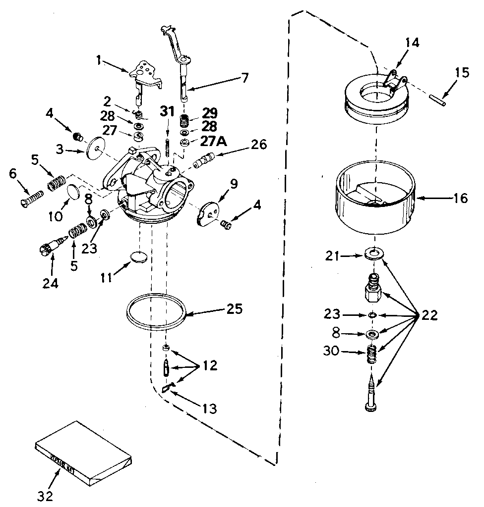 Carburetor no. 632230 Diagram and Parts List for H50-65499R  Tecumseh Engine