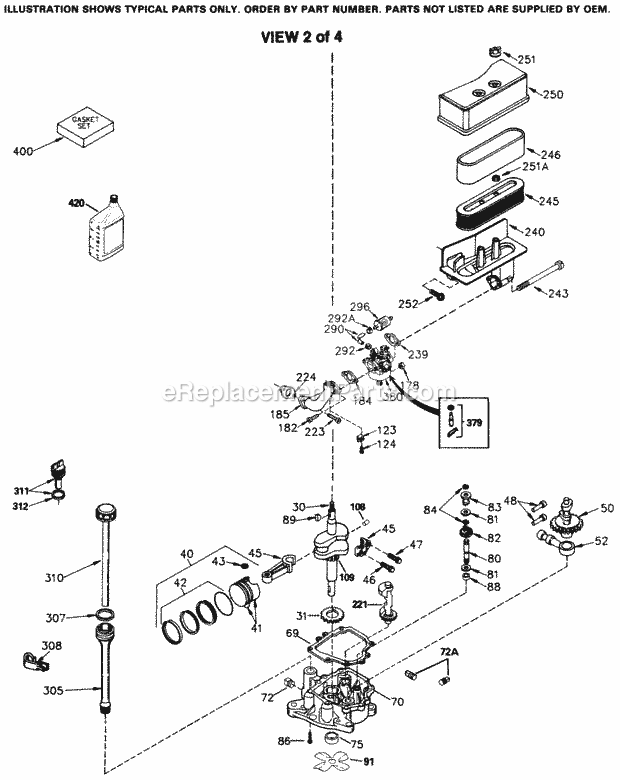 Engine Parts List #2 Diagram and Parts List for SBV-SBV-2303  Tecumseh Engine