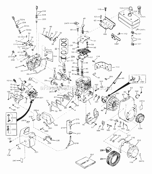 Engine Parts List #1 Diagram and Parts List for HM80-155041A  Tecumseh Engine