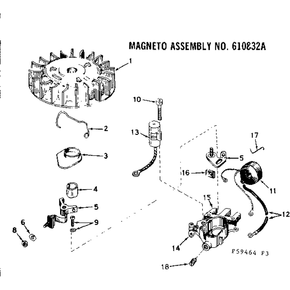 Magneto Assembly Diagram and Parts List for TYPE642-15B  Tecumseh Engine