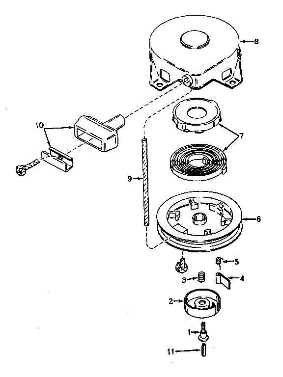 Rewind Starter Diagram and Parts List for 642-18A  Tecumseh Engine