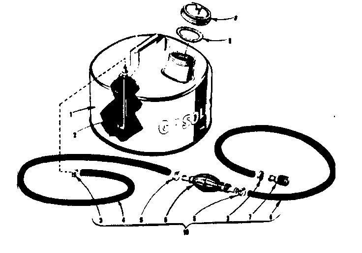 Optional Remote Gasoline Tank Assembly Diagram and Parts List for 643-14A  Tecumseh Engine