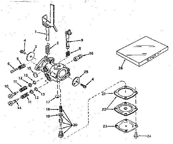 Caburetor Diagram and Parts List for 670-36A  Tecumseh Engine