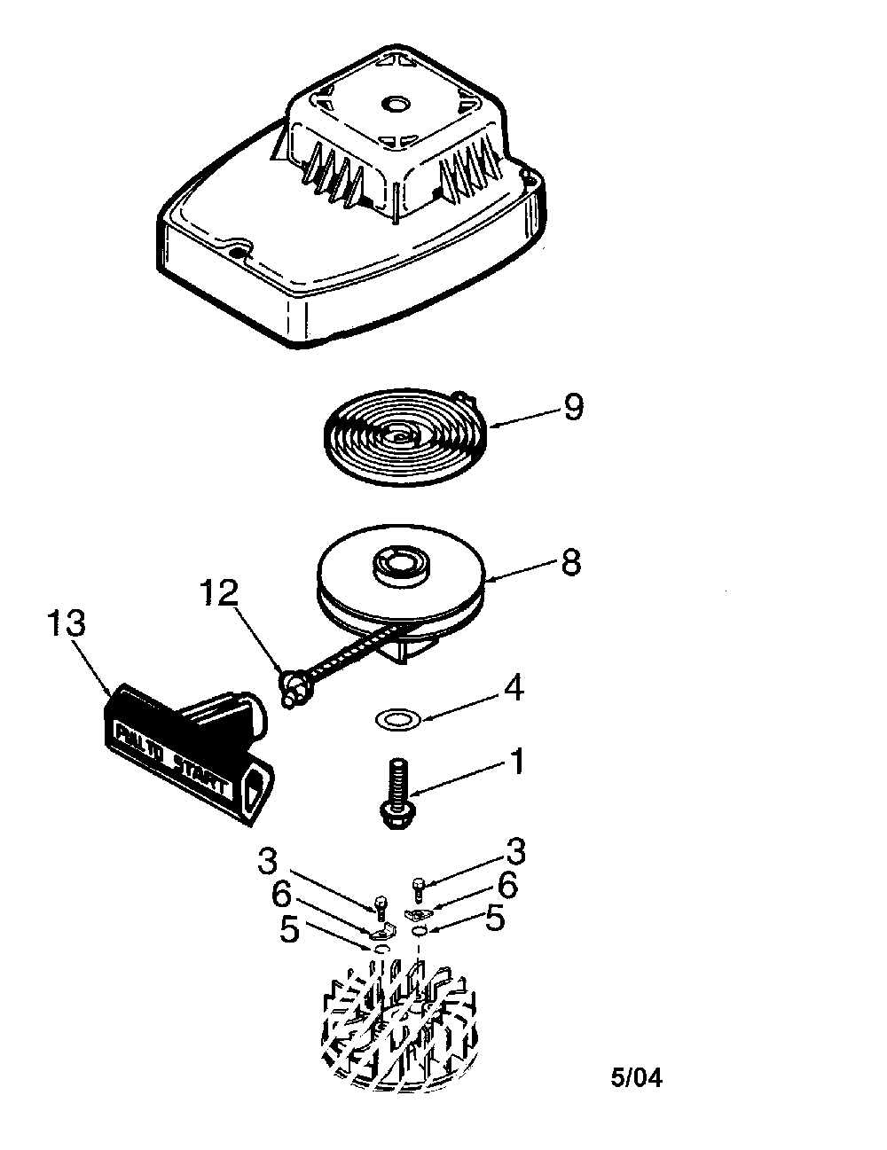 Recoil starter Diagram and Parts List for TC300  Tecumseh Engine