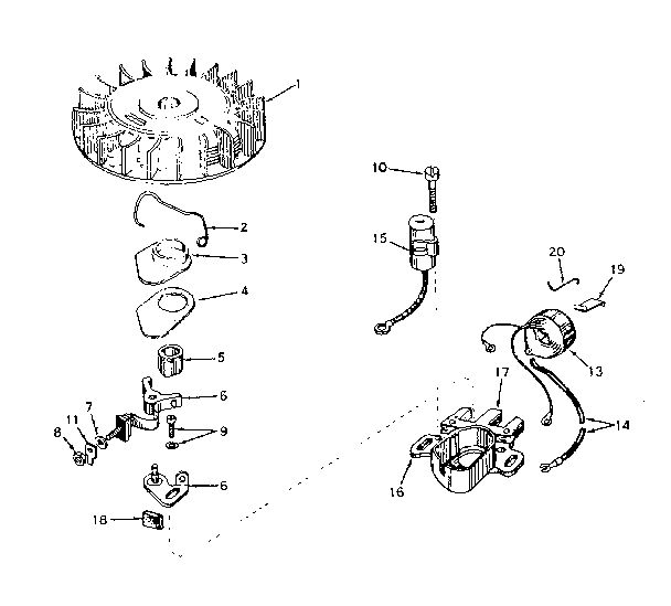 Magneto Diagram and Parts List for 670-08C  Tecumseh Engine