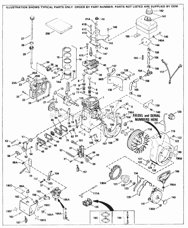 Engine Parts List #1 Diagram and Parts List for H35-45483R  Tecumseh Engine