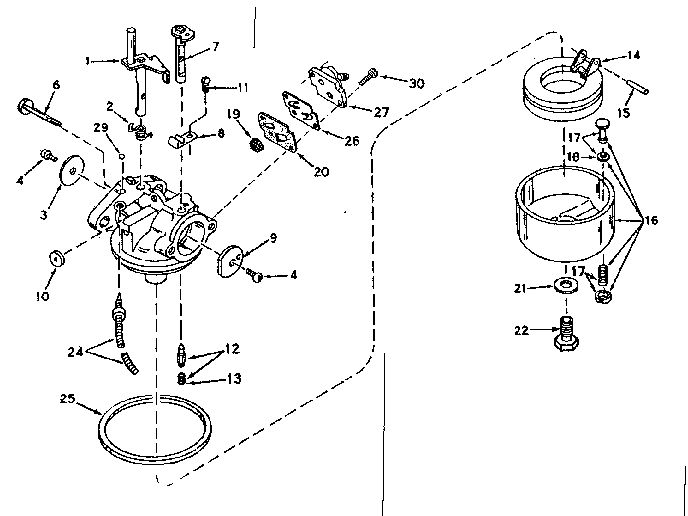 Carburetor Diagram and Parts List for 640-06A  Tecumseh Engine