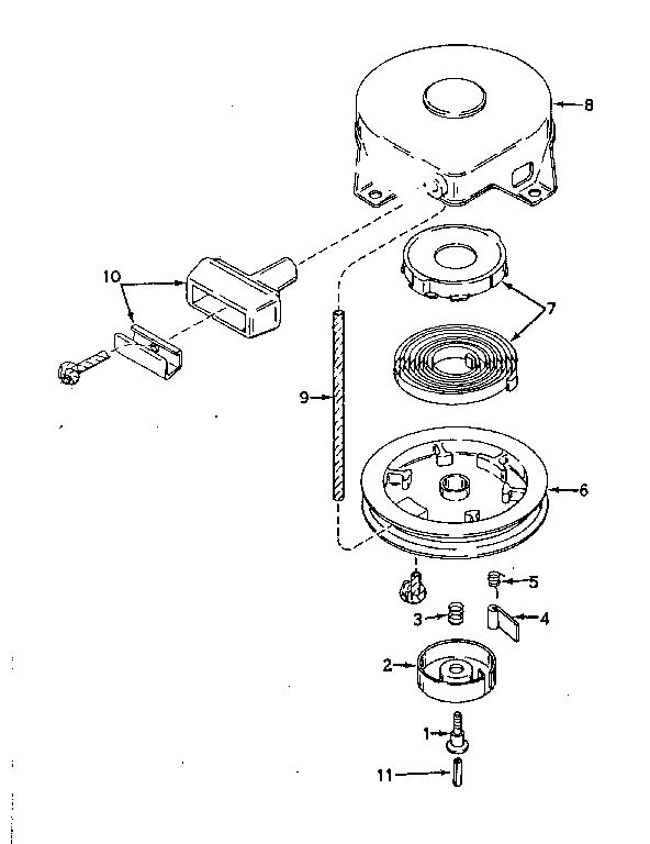 Rewind Starter Diagram and Parts List for 643-21A  Tecumseh Engine