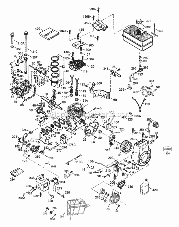 Engine Parts List #1 Diagram and Parts List for HMSK80-155499R  Tecumseh Engine