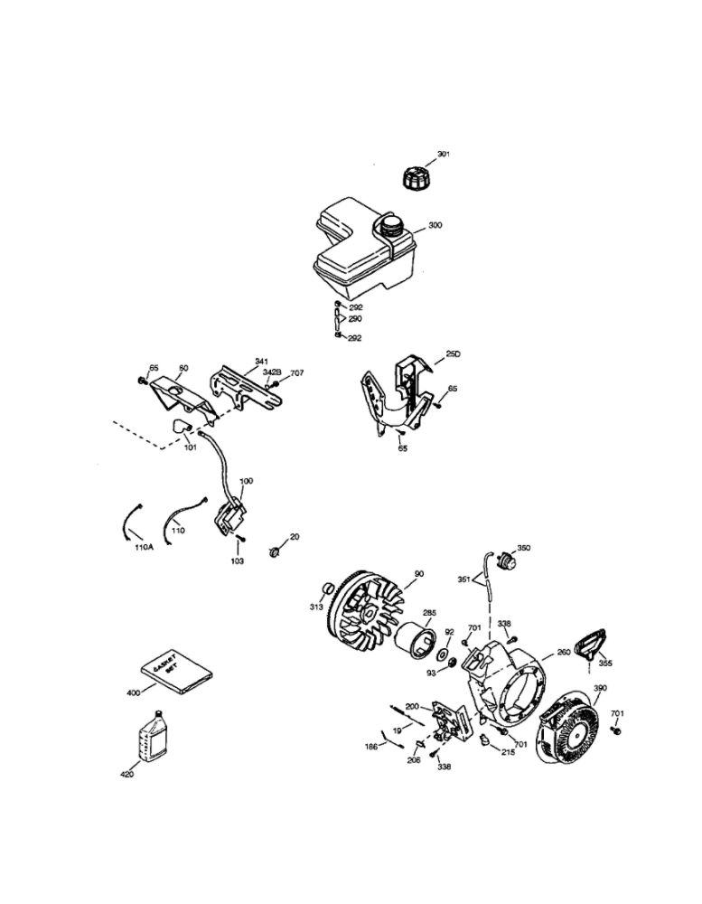 Fuel Tank/Flywheel Diagram and Parts List for OH195SA-72571  Tecumseh Engine