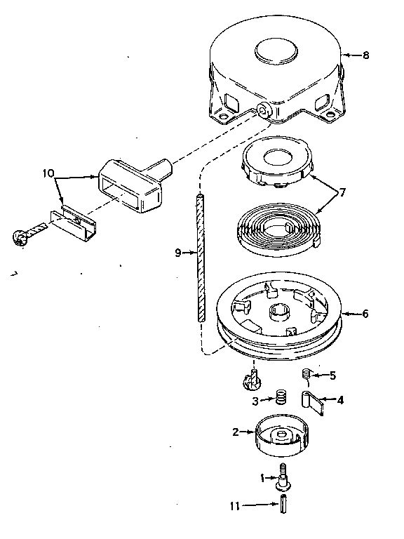 Rewind Starter Diagram and Parts List for 640-12  Tecumseh Engine