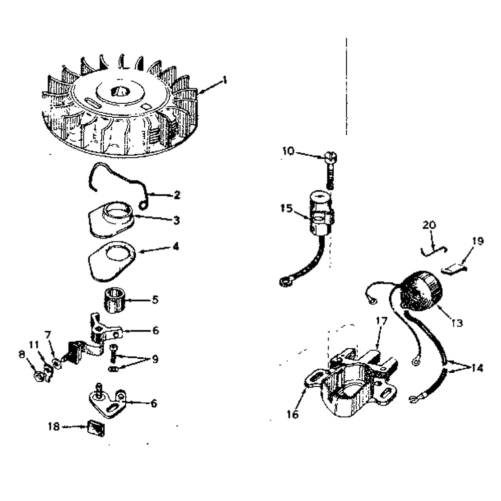Magneto Diagram and Parts List for TYPE670-85  Tecumseh Engine