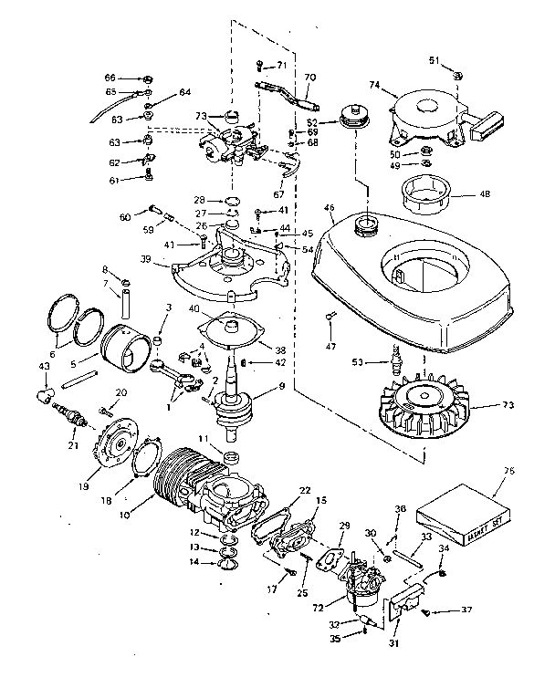 Basic Engine Diagram and Parts List for 643-23  Tecumseh Engine