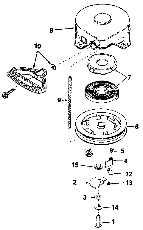 Rewind starter Diagram and Parts List for HSSK50-67267G  Tecumseh Engine