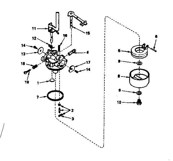 Carburetor Diagram and Parts List for 670-72B  Tecumseh Engine