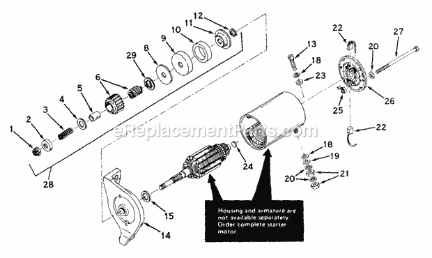 Electric Starter Diagram and Parts List for ES-32817  Tecumseh Engine