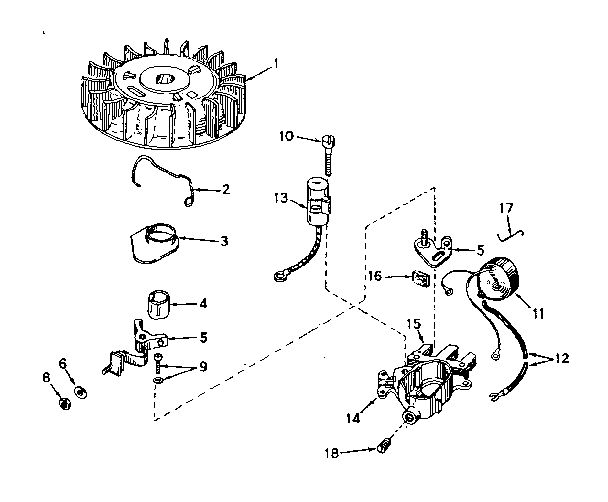 Magneto Diagram and Parts List for 642-18D  Tecumseh Engine
