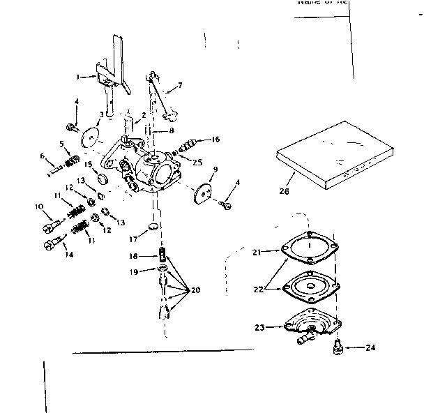 Carburetor Diagram and Parts List for 670-21A  Tecumseh Engine