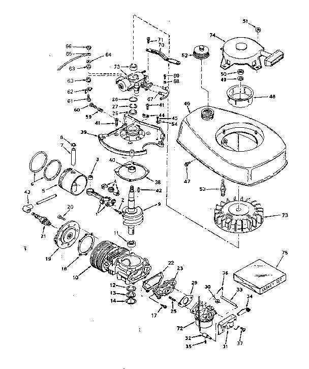 Basic Engine Diagram and Parts List for 642-15D  Tecumseh Engine