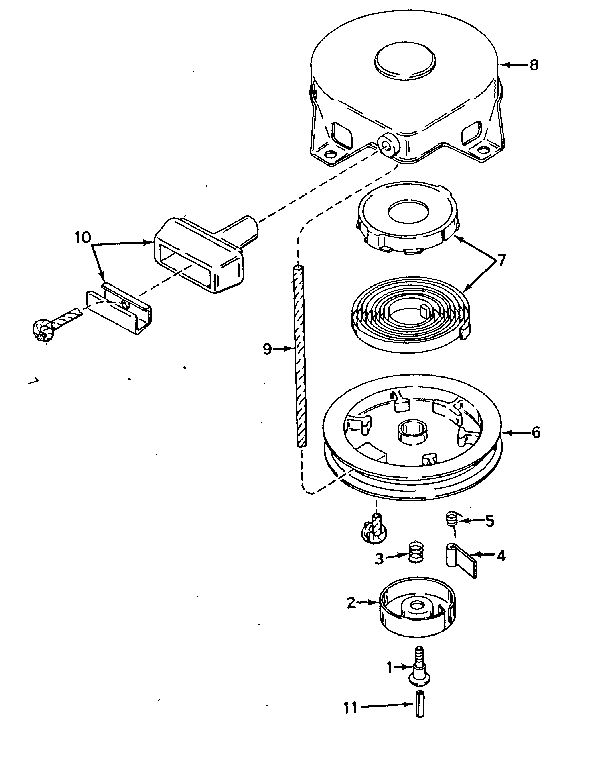 Rewind Starter Diagram and Parts List for 642-19A  Tecumseh Engine