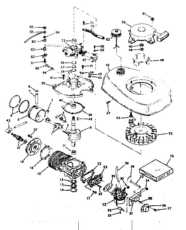 Basic Engine Diagram and Parts List for 642-19  Tecumseh Engine
