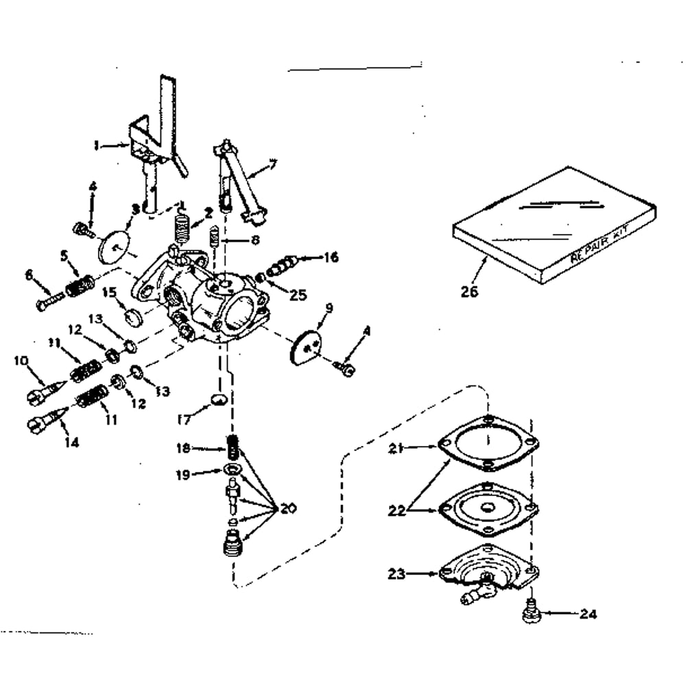 Carburetor Diagram and Parts List for TYPE650-18A  Tecumseh Engine