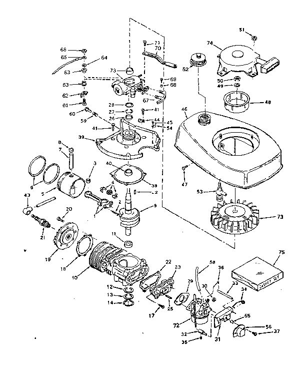Basic Engine Diagram and Parts List for 642-18D  Tecumseh Engine