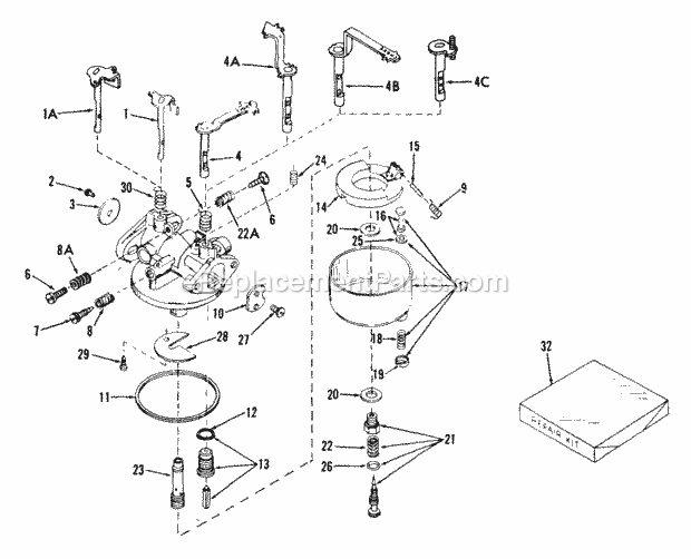 Carburetor Diagram and Parts List for CA-631077  Tecumseh Engine