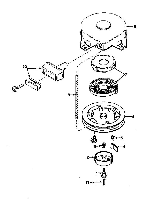 Rewind Starter Diagram and Parts List for 641-09  Tecumseh Engine