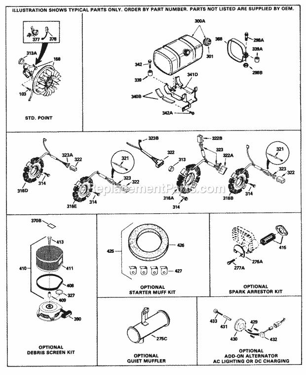 Engine Parts List #4 Diagram and Parts List for HM90-156003B  Tecumseh Engine