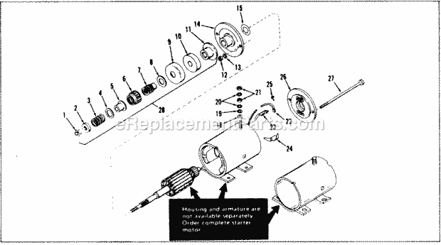 Electric Starter Diagram and Parts List for ES-29964  Tecumseh Engine