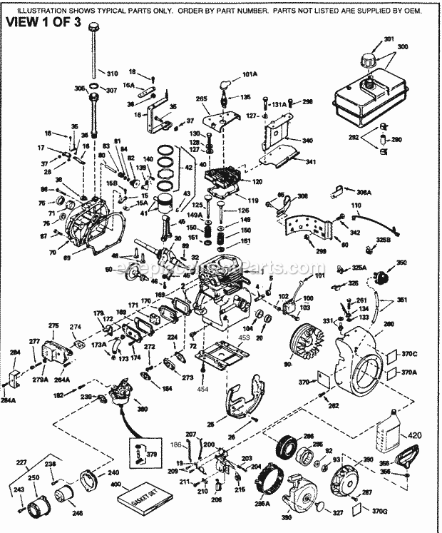 Engine Parts List #1 Diagram and Parts List for H60-75542T  Tecumseh Engine