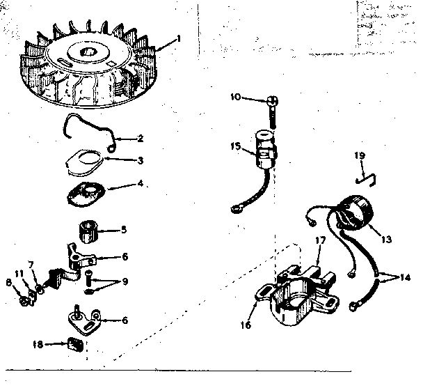 Magneto Diagram and Parts List for 1590  Tecumseh Engine