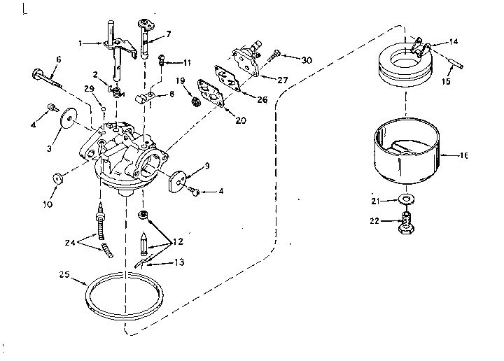 Carburetor Diagram and Parts List for 642-15D  Tecumseh Engine