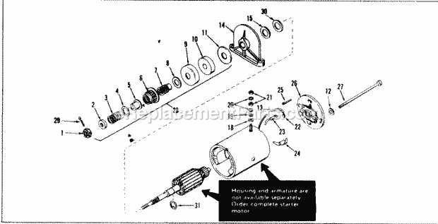 Electric Starter Diagram and Parts List for ES-28688  Tecumseh Engine