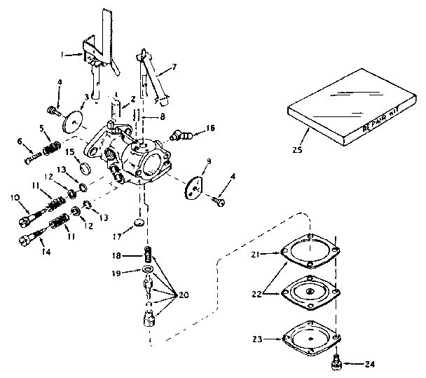 Carburetor Diagram and Parts List for 650-56  Tecumseh Engine