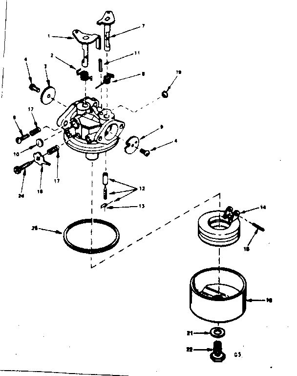 Carburetor Assembly Diagram and Parts List for 381  Tecumseh Engine
