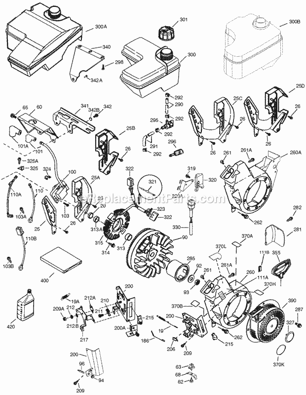 Engine Parts List #ohh4565a Diagram and Parts List for OHH60-71168F  Tecumseh Engine