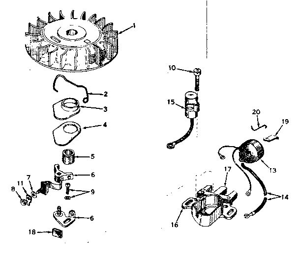 Magneto Diagram and Parts List for 670-85  Tecumseh Engine