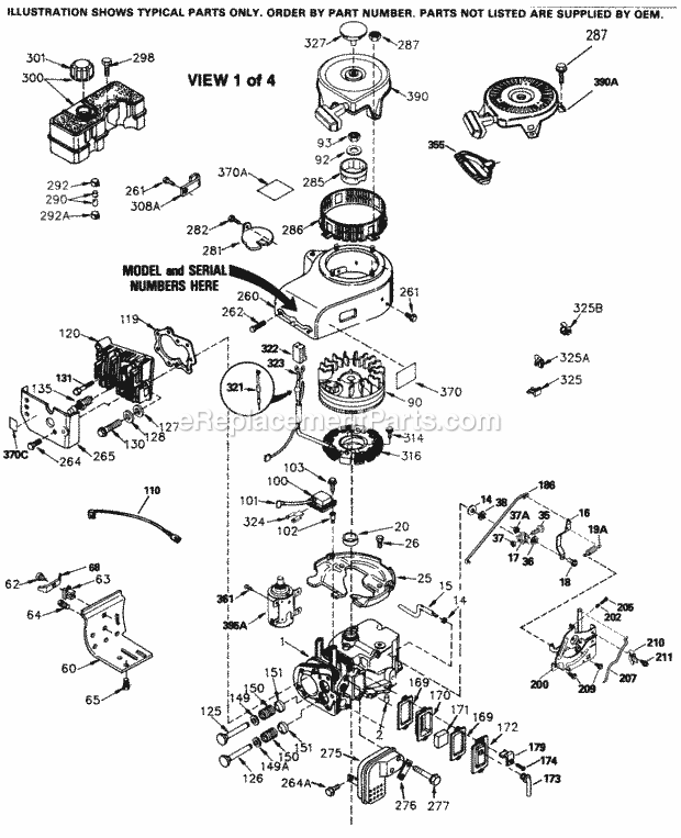 Engine Parts List #1 Diagram and Parts List for SBV-SBV-2303  Tecumseh Engine