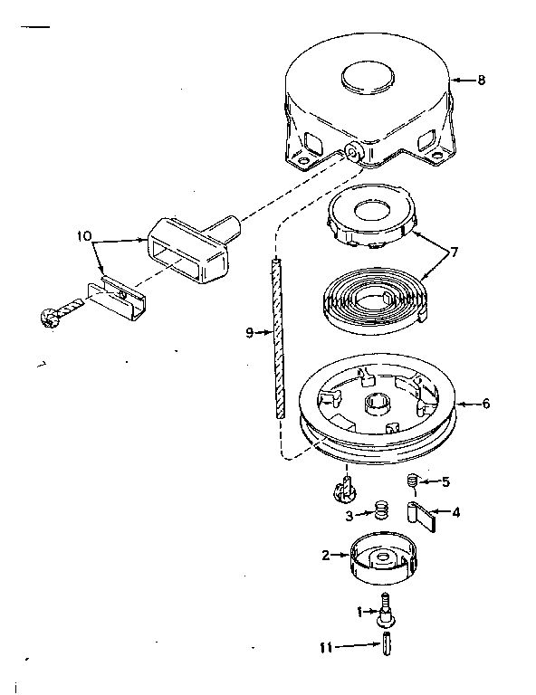 Rewind Starter Diagram and Parts List for 642-20A  Tecumseh Engine