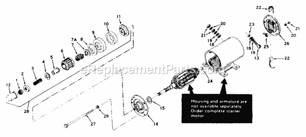 Electric Starter Diagram and Parts List for ES-32468B  Tecumseh Engine