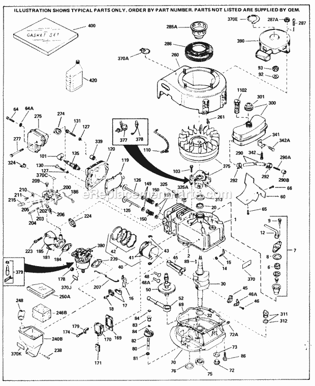 Engine Parts List #1 Diagram and Parts List for LAV40-50287C  Tecumseh Engine