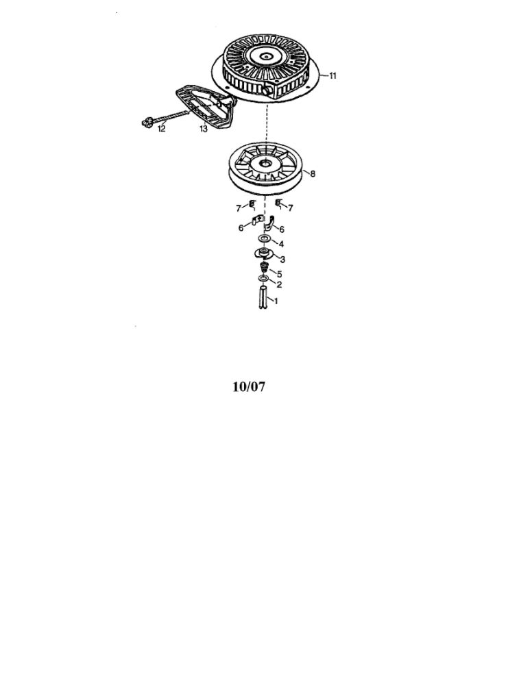 Rewind Starter 2 Diagram and Parts List for OH195SA-72571  Tecumseh Engine