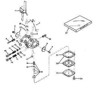 Carburetor Diagram and Parts List for 670-08C  Tecumseh Engine