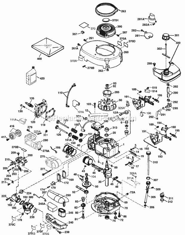 Engine Parts List #lev_pg1 Diagram and Parts List for LEV120-361011B  Tecumseh Engine