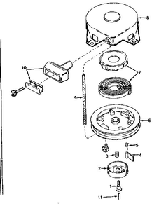 Rewind Starter Diagram and Parts List for 650-56  Tecumseh Engine