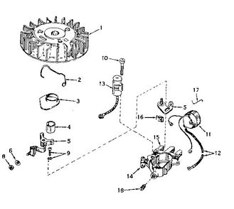 Magneto Diagram and Parts List for 642-16C  Tecumseh Engine